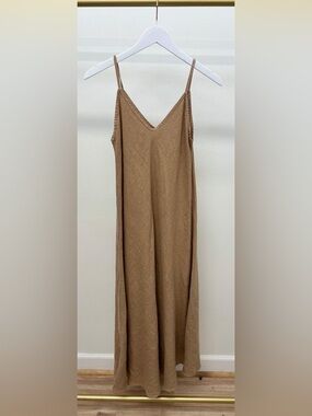 (23.2237-CML) ITALIAN LINEN MAXI V-NECK DRESS